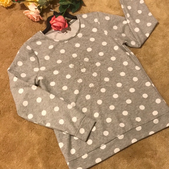 POLKA DOT GRAY SWEATSHIRT with Owl Detail Size M - Picture 10 of 14